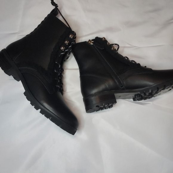 KATE Spade Women's leather faux fur Combat Boot - Picture 3 of 11